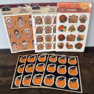 Vintage Expressions By Hallmark Halloween Fall Thanksgiving Stickers Lot NEW